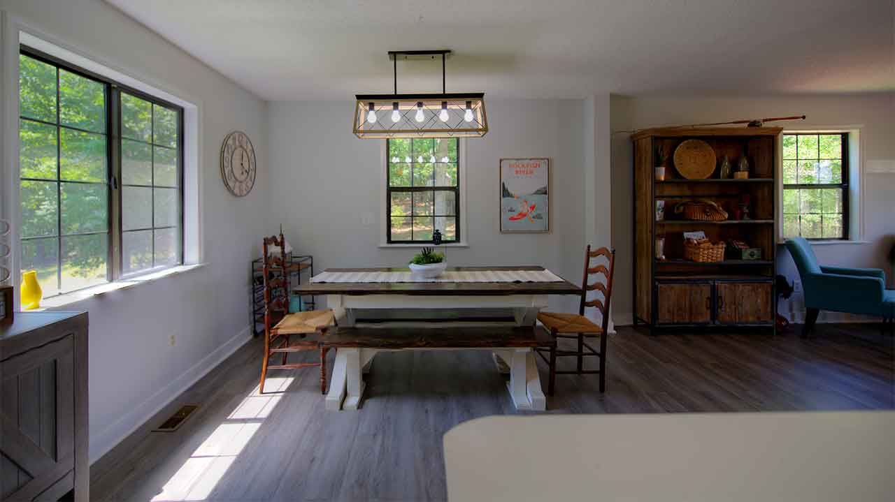 Dining room is inviting and open to kitchen.