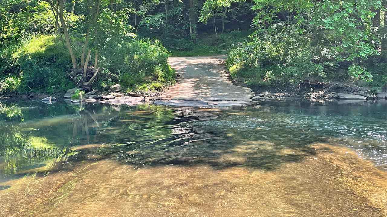 The river crossing to retreat proeprty in Nelson County.